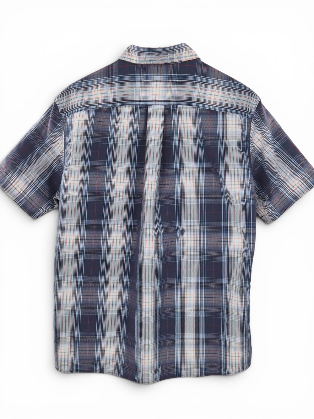 Eddie Bauer Travex Fishing Shirt M Blue Plaid Hiking Camping Travel Performance - Picture 2 of 8